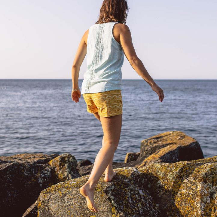 WoClothing Passenger 22N8909 Santosa Organic Cotton Shorts Ochre Yellow Sol Women Yellow