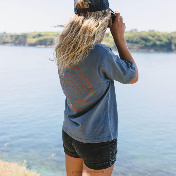 WoClothing Passenger 22N81001 Rainbow Recycled Cotton T-Shirt Stone Blue Women Blue