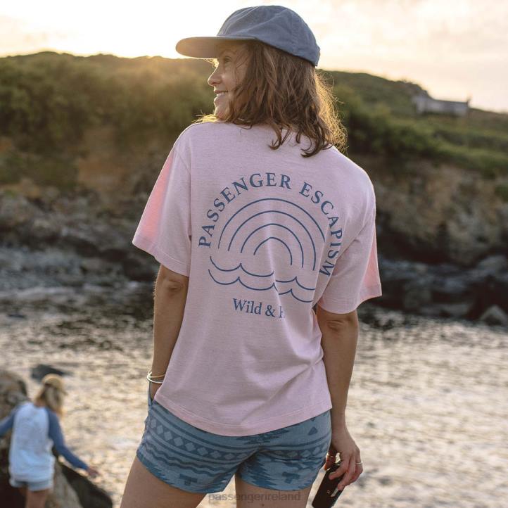 WoClothing Passenger 22N81002 Rainbow Recycled Cotton T-Shirt Peach Whip Women Peach