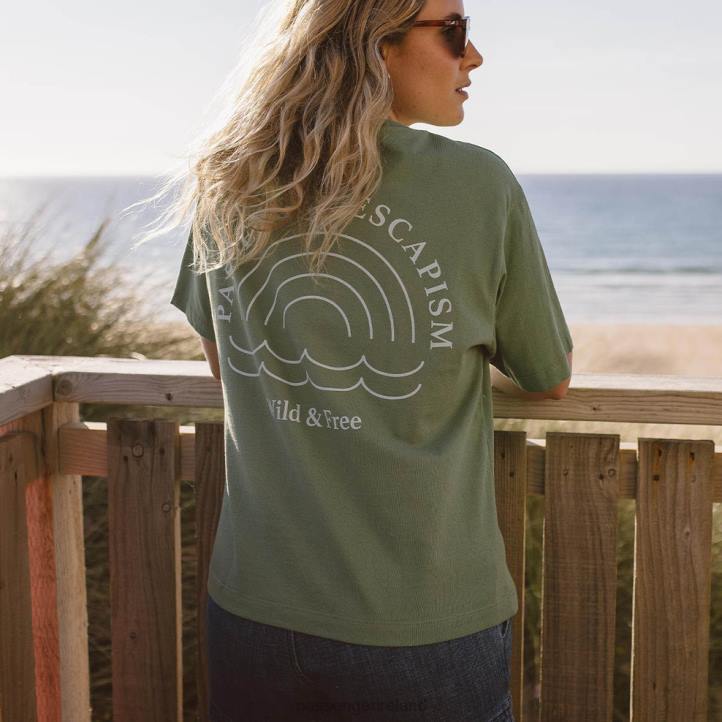 WoClothing Passenger 22N81013 Rainbow Recycled Cotton T-Shirt Dark Ivy Women Ivy