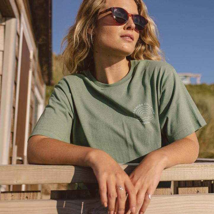 WoClothing Passenger 22N81013 Rainbow Recycled Cotton T-Shirt Dark Ivy Women Ivy