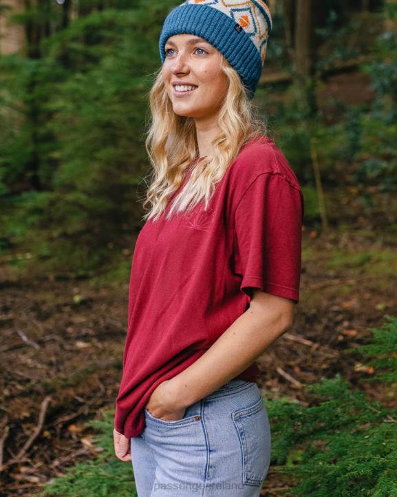 WoClothing Passenger 22N8985 Roamers And Seekers Recycled Cotton Oversized T-Shirt Rhubarb Women Rhubarb