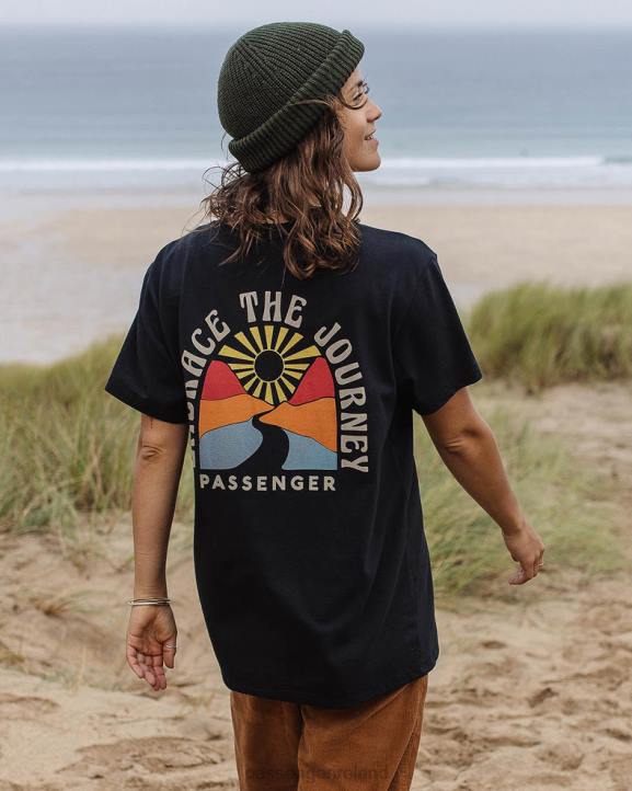 WoClothing Passenger 22N8987 Embrace The Journey Oversized Recycled Cotton T-Shirt Black Women Black