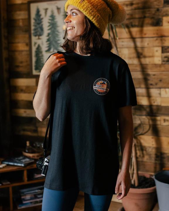 WoClothing Passenger 22N8991 Wilds Recycled Cotton Oversized T-Shirt Black Women Black