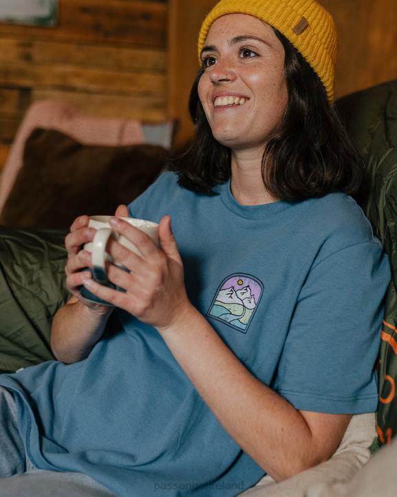 WoClothing Passenger 22N8993 Friday Collective Recycled Cotton T-Shirt Washed Blue Women Blue