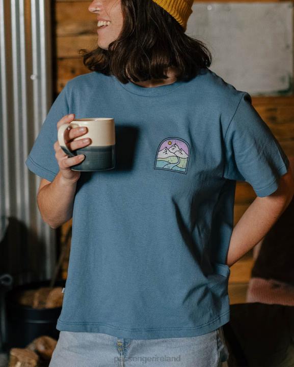 WoClothing Passenger 22N8993 Friday Collective Recycled Cotton T-Shirt Washed Blue Women Blue