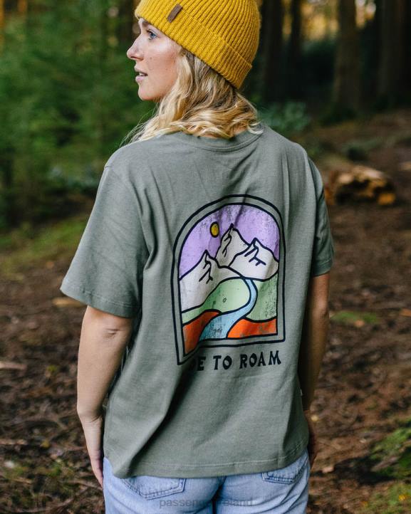 WoClothing Passenger 22N8996 Friday Collective Recycled Cotton T-Shirt Dusty Olive Women Olive