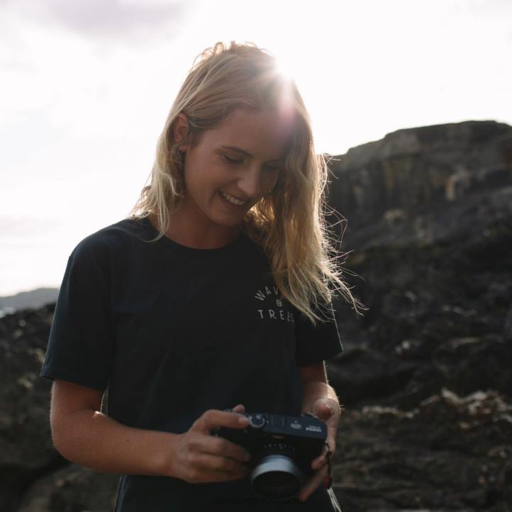 WoClothing Passenger 22N8997 Penida Recycled Cotton T-Shirt Faded Black Women Black