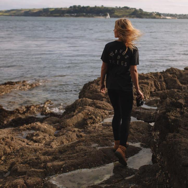 WoClothing Passenger 22N8997 Penida Recycled Cotton T-Shirt Faded Black Women Black