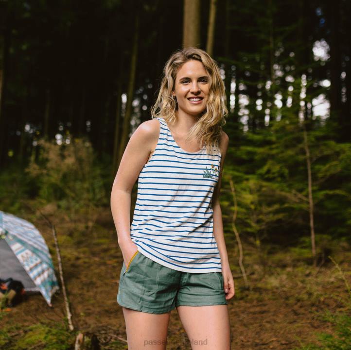 WoClothing Passenger 22N81020 Bloom Hemp Vest Soft Cobalt Stripe Women Cobalt