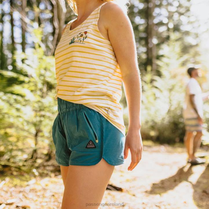 WoClothing Passenger 22N81021 Bloom Hemp Vest Ochre Yellow Stripe Women Yellow