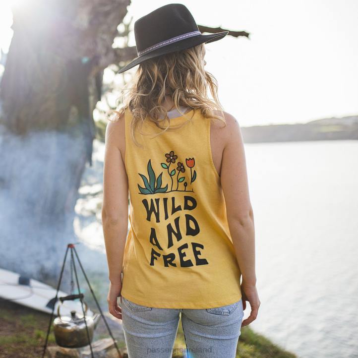 WoClothing Passenger 22N81022 Grown To Roam Hemp Vest Ochre Yellow Women Yellow