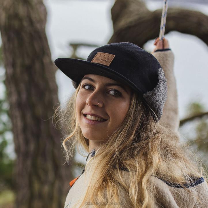 WoHeadwear Passenger 22N81061 Twill Daytime Sherpa Lined Hat Faded Black Women Black