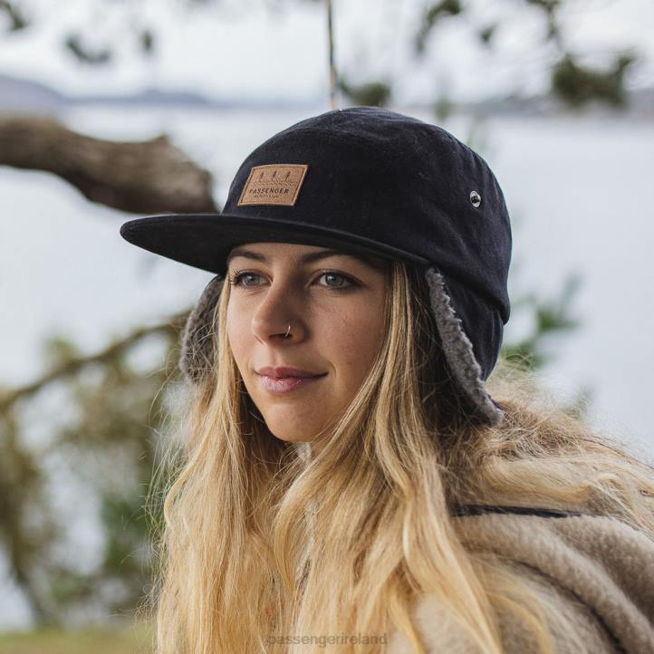 WoHeadwear Passenger 22N81061 Twill Daytime Sherpa Lined Hat Faded Black Women Black