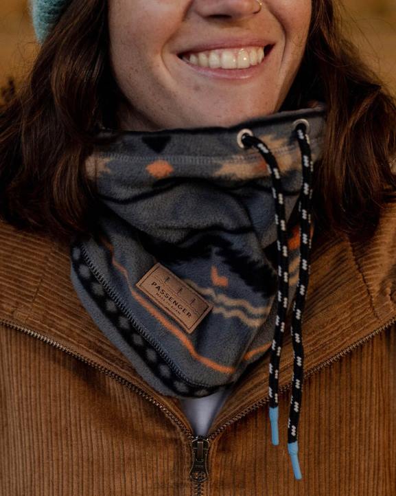 WoHeadwear Passenger 22N81033 Tor Recycled Polar Fleece Snood Charcoal Geo Folk Women Charcoal