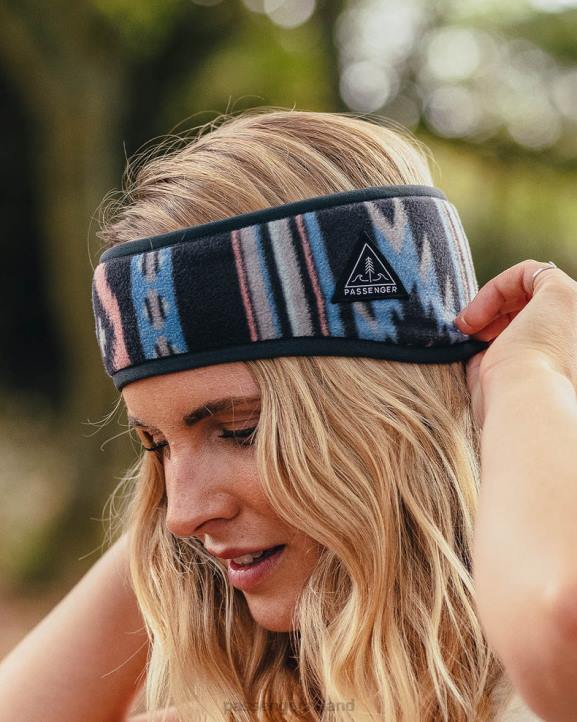 WoHeadwear Passenger 22N81051 Roamer Recycled Polar Fleece Headband Deep Navy Vintage Geo Women Navy